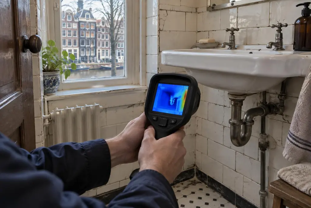 Lekdetectie Laren – badkamer met oude leidingen achter de tegels