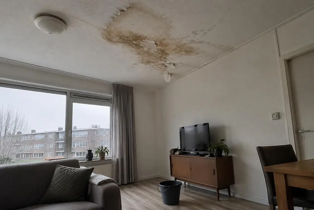 Lekdetectie Laren – vochtplek op het plafond onder een badkamer